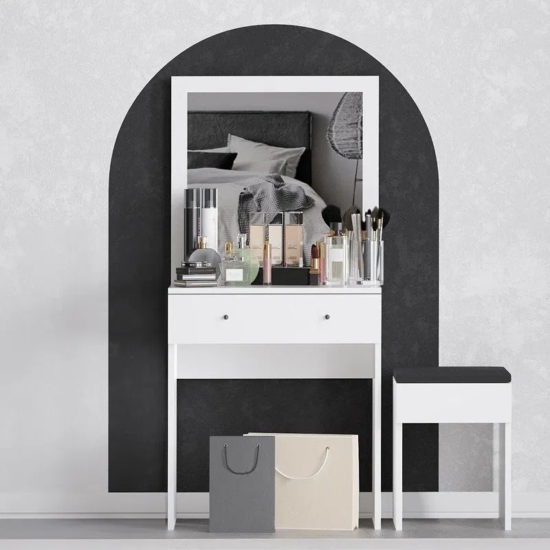 Masa de machiaj Felix, alba, 65 cm, oglinda inclusa, design elegant [9]