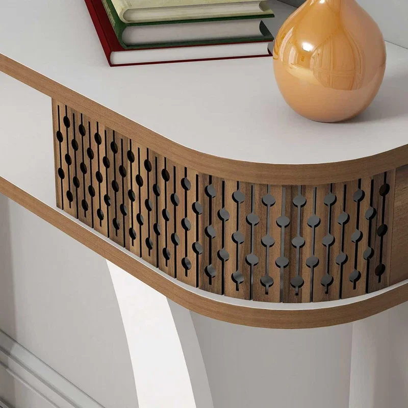 Masa de toaleta alba, cu oglinda si rafturi, design elegant, 105 cm [1]