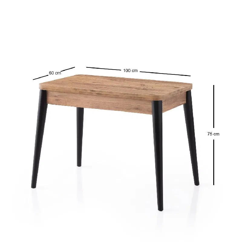 Masa extensibila Dolunay, pin atlantic, picioare metalice, 100x75 cm [3]