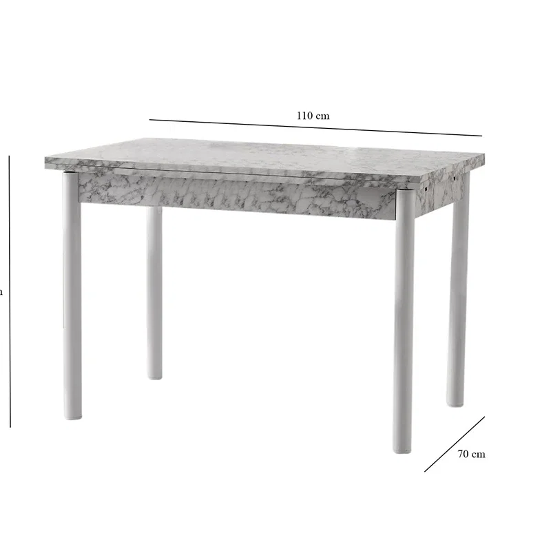 Masa extensibila Polo, alb gri, picioare metalice, 110x75 cm [1]
