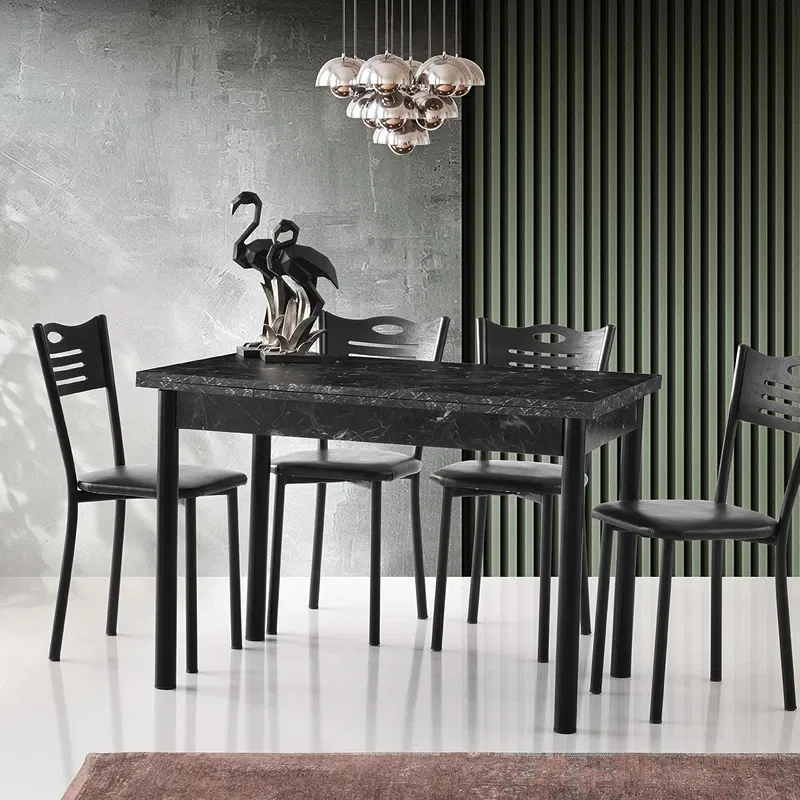 Masa extensibila Polo, negru, picioare metalice, 110x75 cm [0]