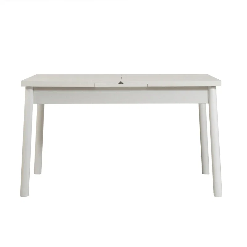 Cele mai noi - Masa extensibila Santiago, alba, cu picioare din lemn, 120-153 cm