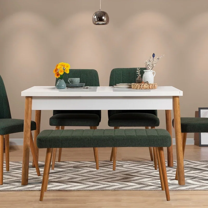 Masa extensibila Santiago, alba, cu picioare din lemn, 120-153 cm [0]