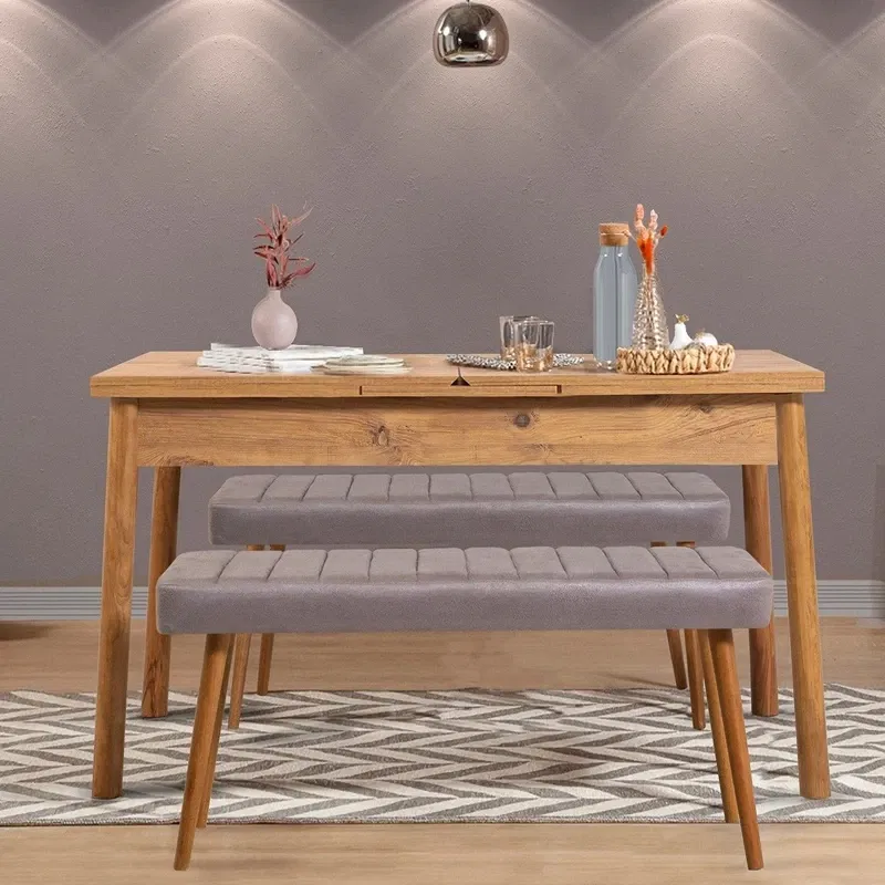 Masa extensibila Santiago, natur, cu picioare din lemn, 120-153 cm [0]