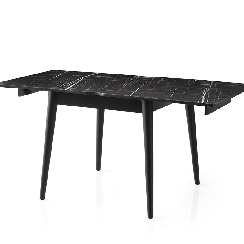 Masa extensibila Totem marmura neagra, picioare metalice, 80x75 cm [14]