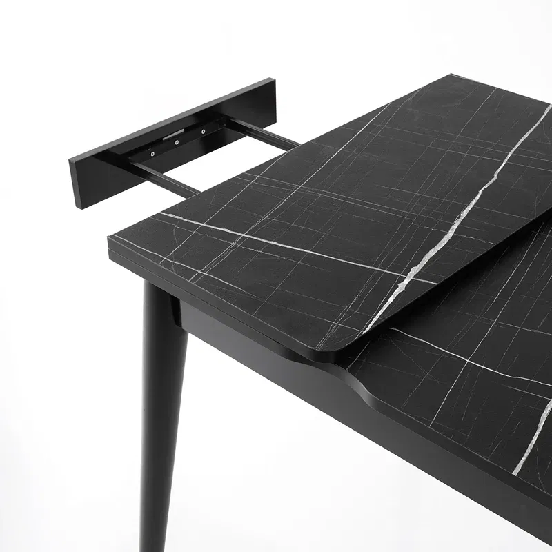 Masa extensibila Totem marmura neagra, picioare metalice, 80x75 cm [13]