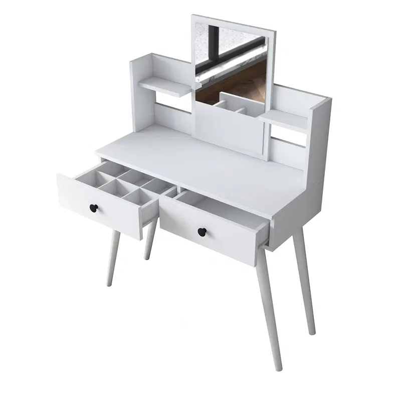 Masa machiaj alba, oglinda integrata si spatiu generos 103x111,8 cm [1]