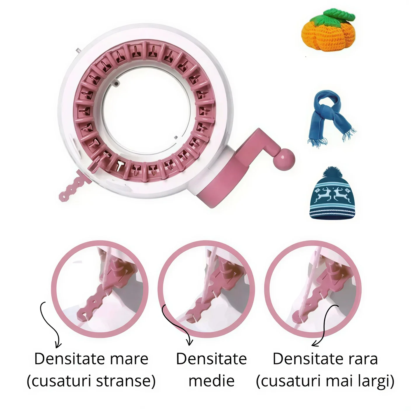 Masina de tricotat DIY, manuala, cu ace si fire incluse [9]