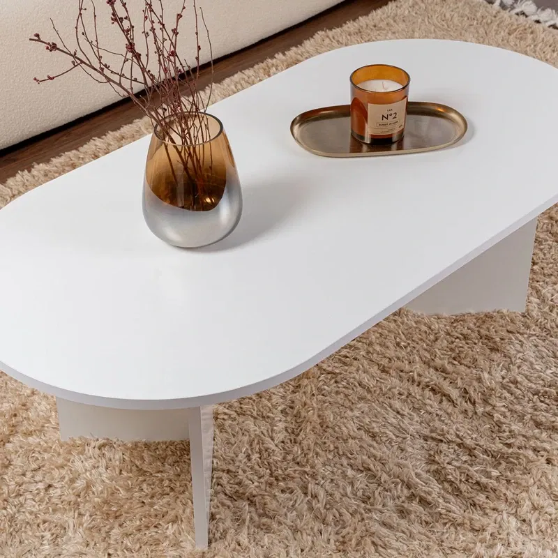 Masuta cafea alba eleganta si functionala Sable 119x39.8 cm [4]