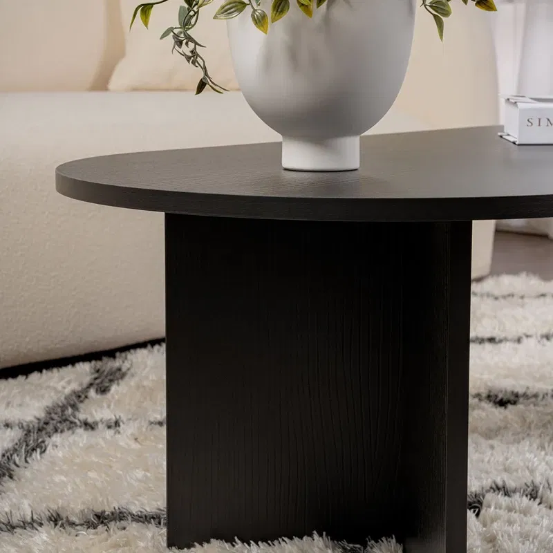 Masuta cafea neagra din lemn cu design modern Sable 119x39.8 cm [3]