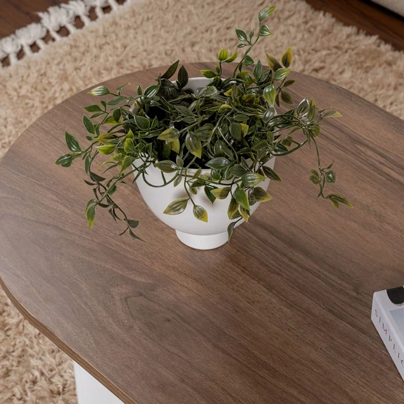 Masuta cafea Sable nuc alb, stil modern cu finisaj rafinat 119x39,8 cm [6]