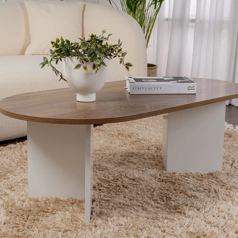 Masuta cafea Sable nuc alb, stil modern cu finisaj rafinat 119x39,8 cm [5]