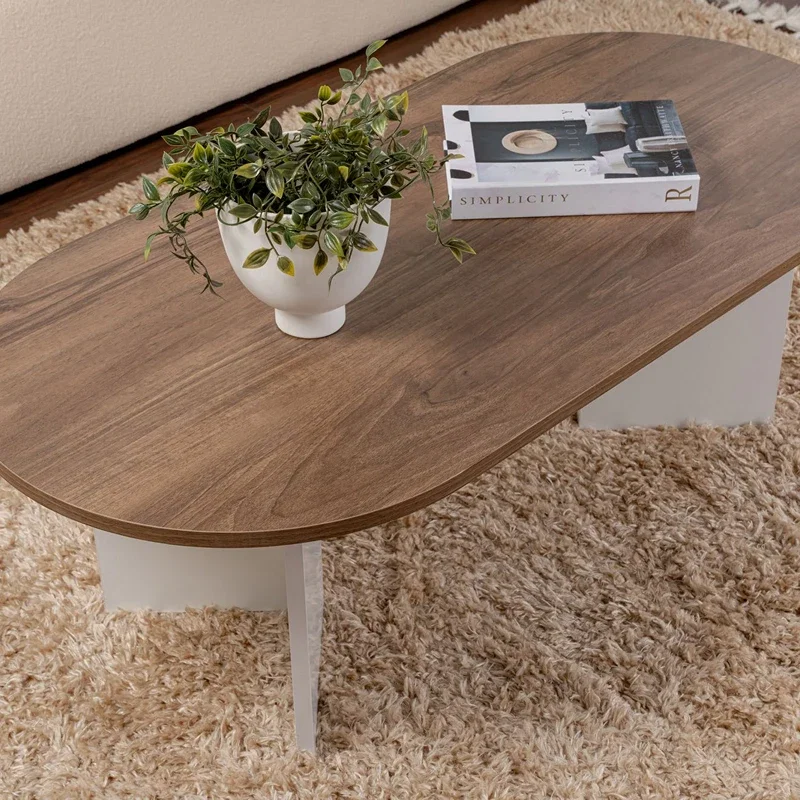 Masuta cafea Sable nuc alb, stil modern cu finisaj rafinat 119x39,8 cm [3]