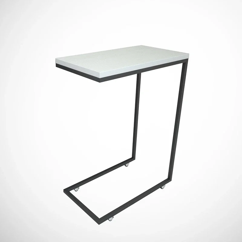 Masuta Callen, alb, 46 cm, picioare metalice cu roti, stil modern [5]