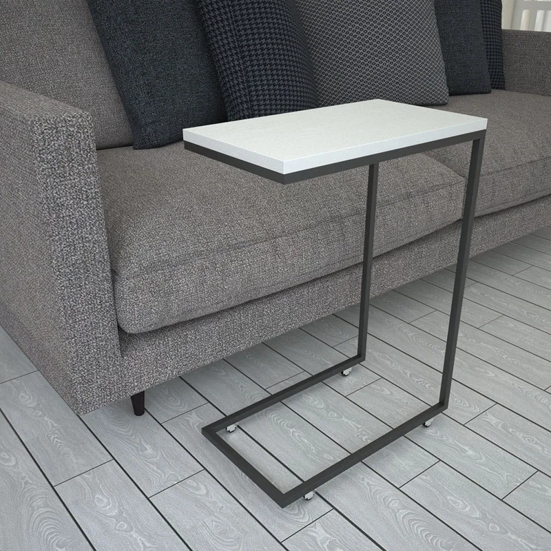 Masuta Callen, alb, 46 cm, picioare metalice cu roti, stil modern [2]