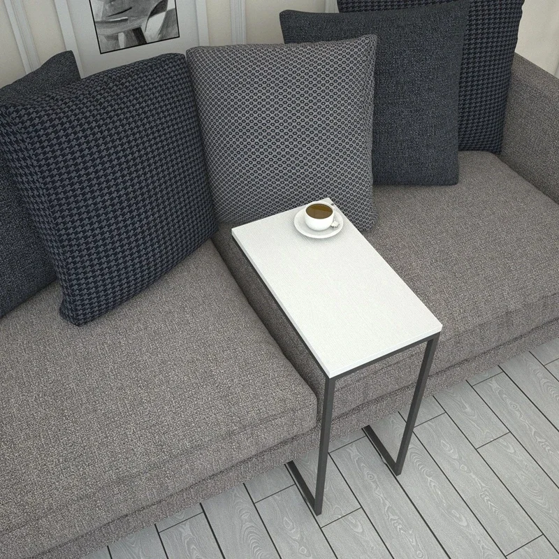 Masuta Callen, alb, 46 cm, picioare metalice cu roti, stil modern [0]