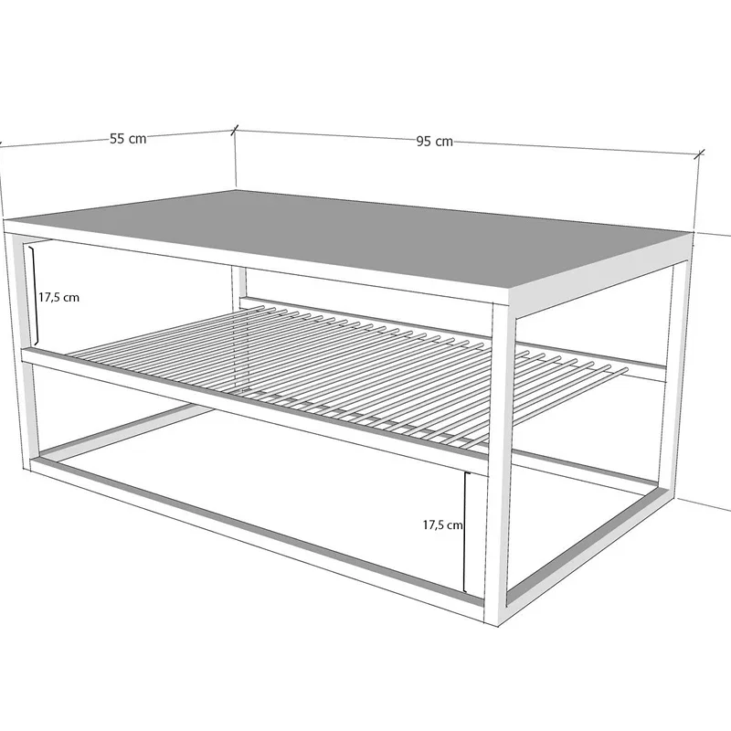 Masuta de cafea Asude Negru cu picioare metalice si raft pentru depozitare [4]