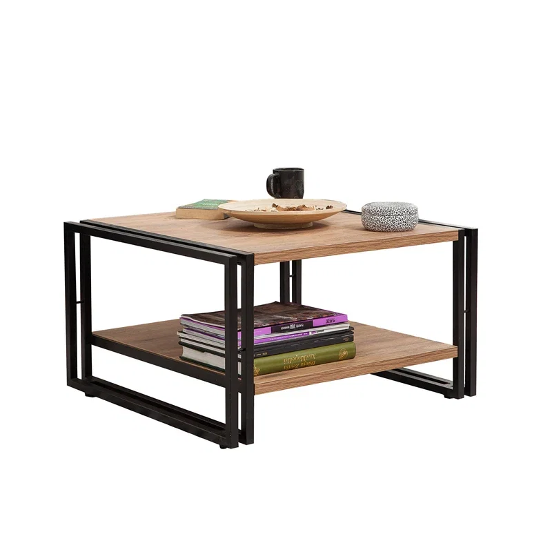 Masuta de cafea Cosmo Arena, stejar Atlantic, neagra, cu doua niveluri, 70 cm [1]