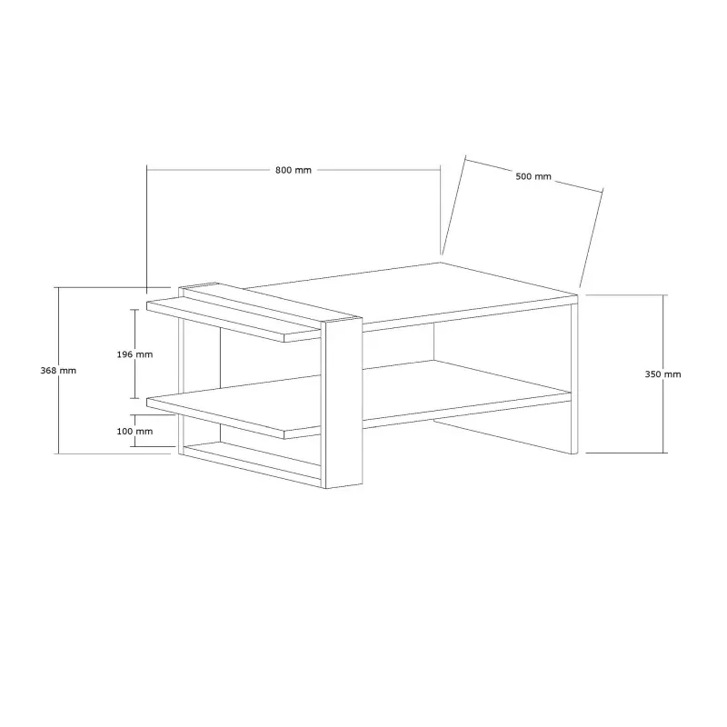 Masuta de cafea Gaye, nuc si alb, cu rafturi, 80 cm [4]