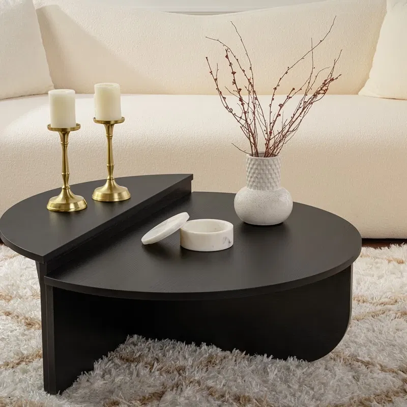 Masuta de cafea Orion negru lemn, design elegant, forma rotunda [3]