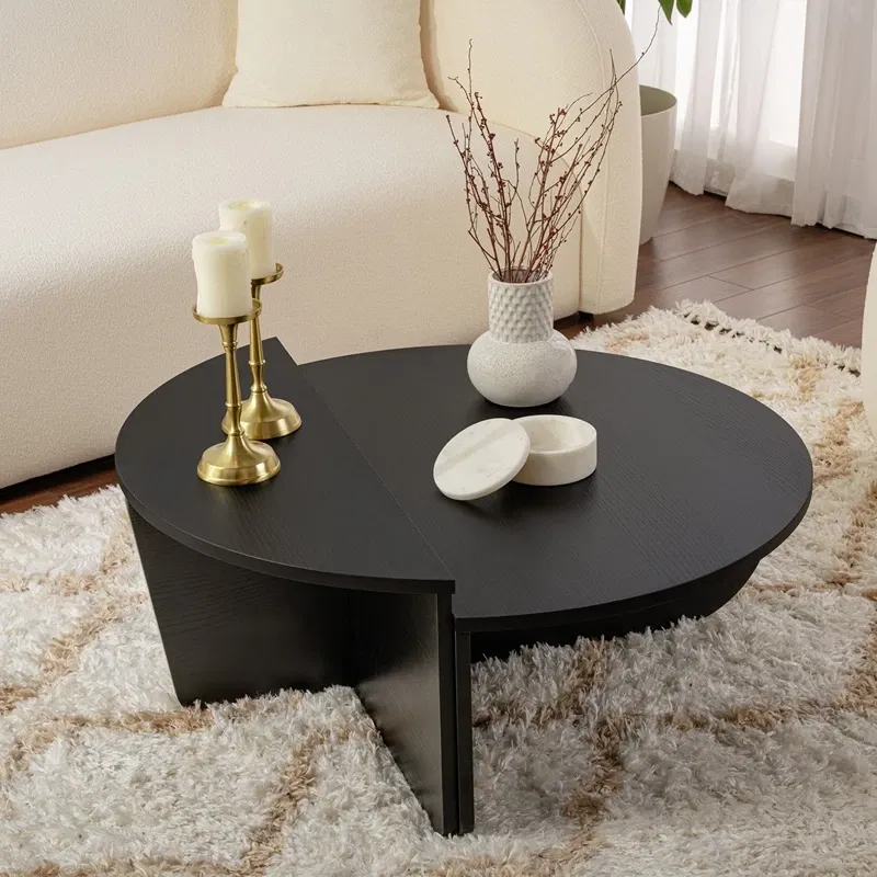 Masuta de cafea Orion negru lemn, design elegant, forma rotunda [0]