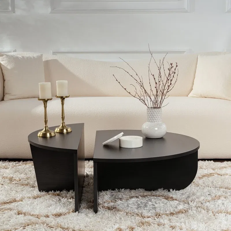 Masuta de cafea Orion negru lemn, design elegant, forma rotunda [1]