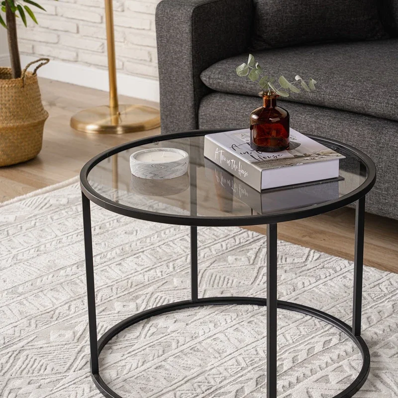 Masuta de cafea Startis neagra, design industrial, blat din sticla [0]