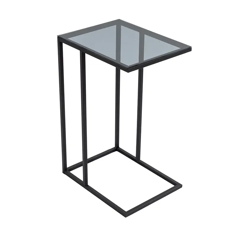 Masuta laterala Alaska neagra, stil minimalist, sticla fumurie [4]