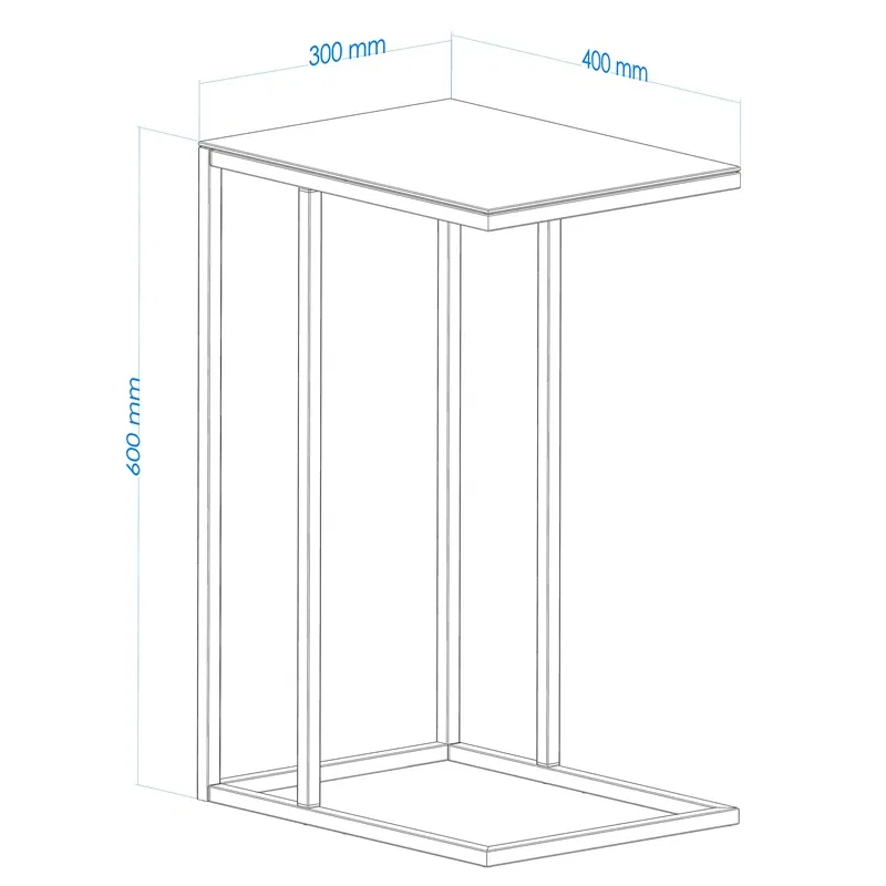 Masuta laterala Alaska neagra, stil minimalist, sticla fumurie [3]