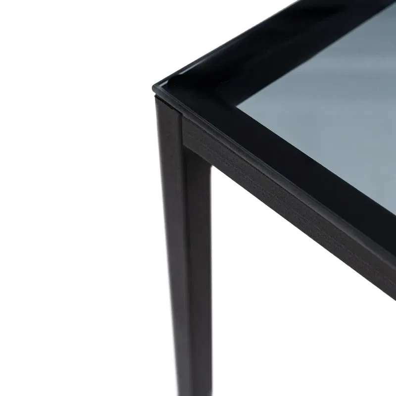 Masuta laterala Alaska neagra, stil minimalist, sticla fumurie [7]