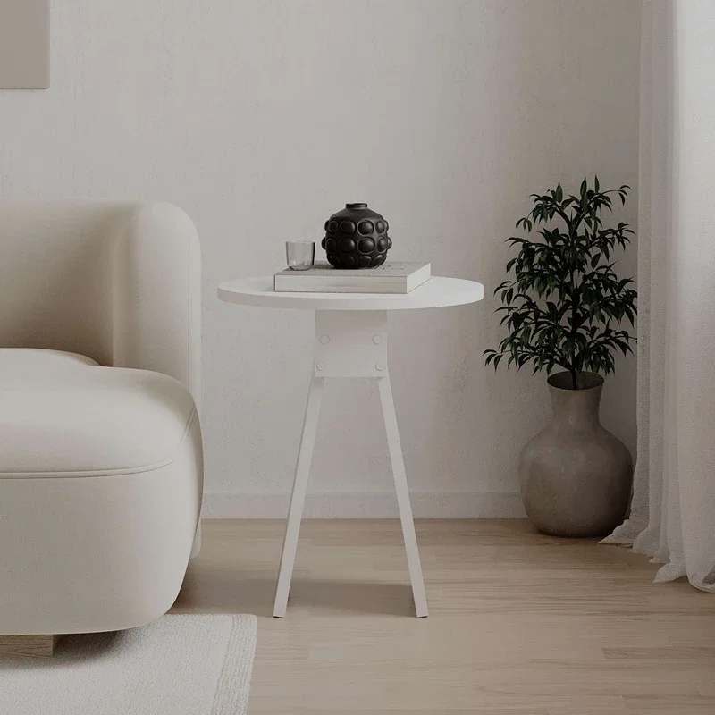 Masuta laterala Chen, alba, cu design minimalist, 42 cm [0]
