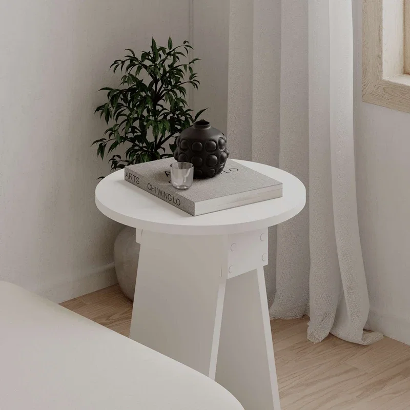 Masuta laterala Chen, alba, cu design minimalist, 42 cm [3]