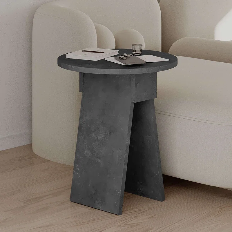 Masuta laterala Chen, gri retro, cu design modern, 42 cm [0]