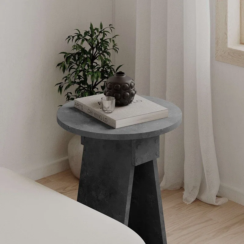 Masuta laterala Chen, gri retro, cu design modern, 42 cm [3]