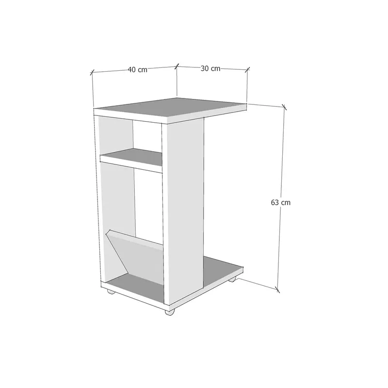 Masuta laterala Filinta alba, cu roti si compartiment de depozitare [1]