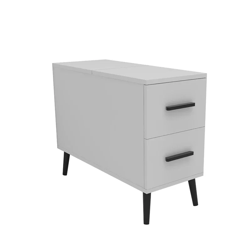 Masuta laterala Island Alba cu doua sertare si stil minimalist [3]