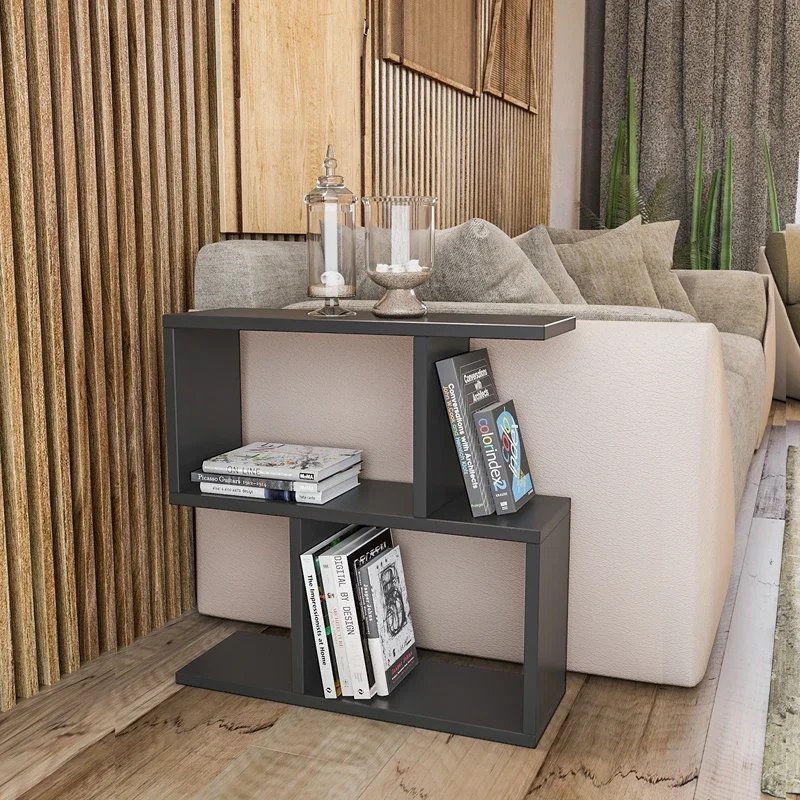 Masuta laterala Life antracit, cu raft deschis si design minimalist [0]