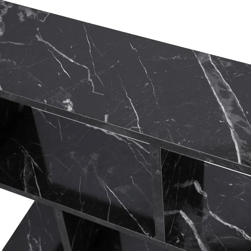 Masuta laterala Life Negru Marmura cu rafturi si design modern [7]