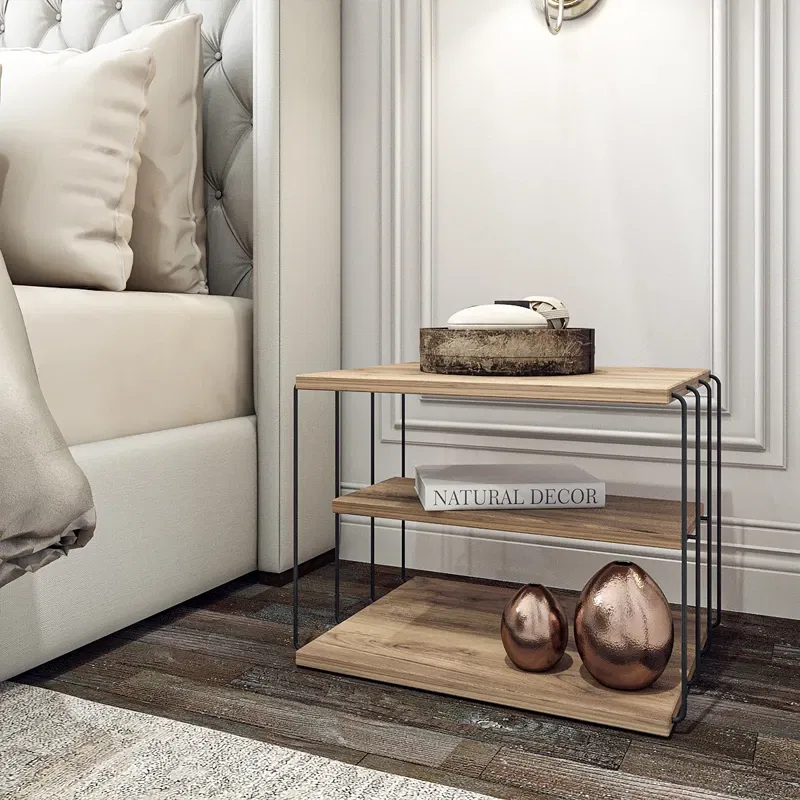 Masuta laterala Lifon pin atlantic, negru, cu design modern si structura metalica [0]