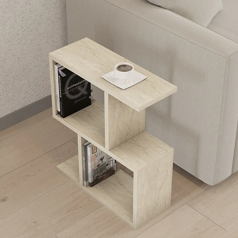 Masuta laterala Zet, design compact, finisaj travertin, multifunctionala, 45 cm [1]