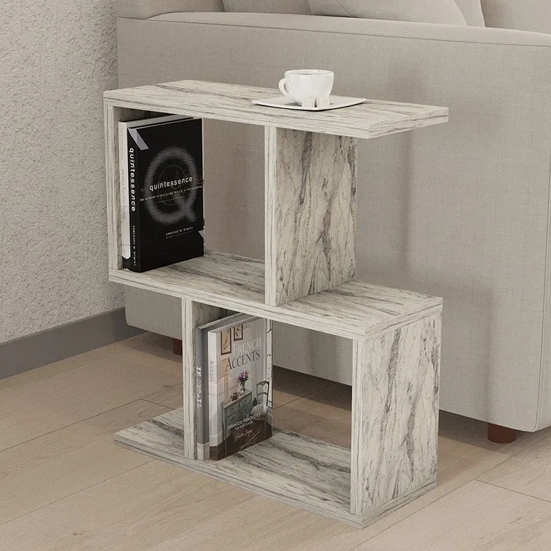 Masuta laterala Zet, design modern, finisaj marmura freesia, multifunctionala, 45 cm [0]