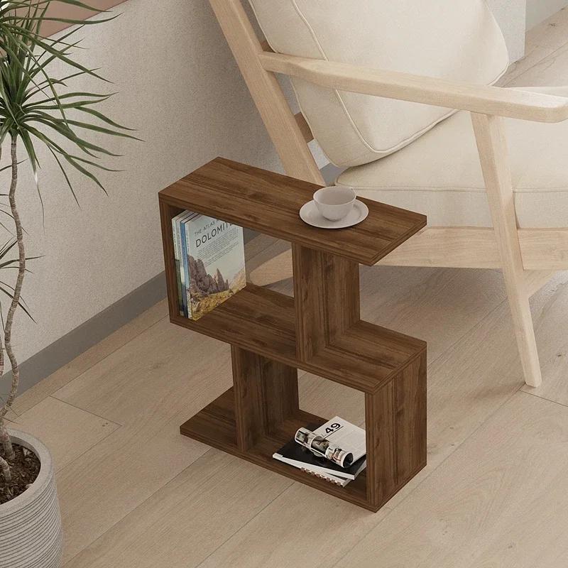 Masuta laterala Zet, nuc, rafturi multiple, design modern, 45 cm [0]