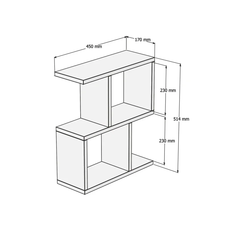 Masuta laterala Zet, nuc, rafturi multiple, design modern, 45 cm [5]