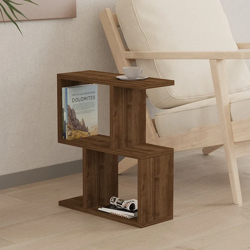Masuta laterala Zet, nuc, rafturi multiple, design modern, 45 cm [2]