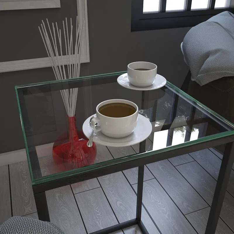 Masuta Pure, sticla si antracit, 35 cm, picioare metalice robuste [6]