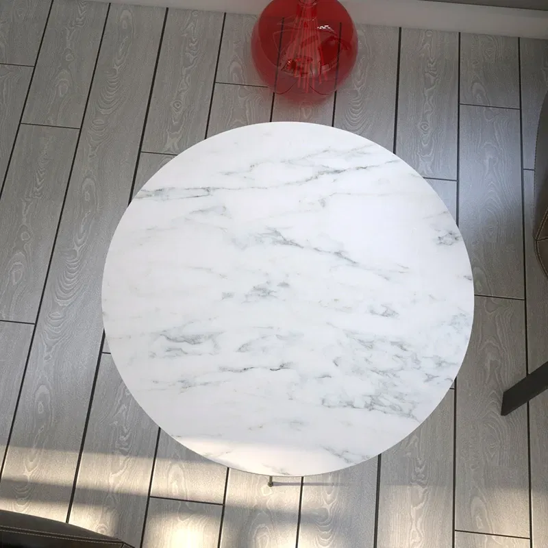 Masuta Sandalf, marmura alb-negru, 40 cm, picioare metalice elegante [3]