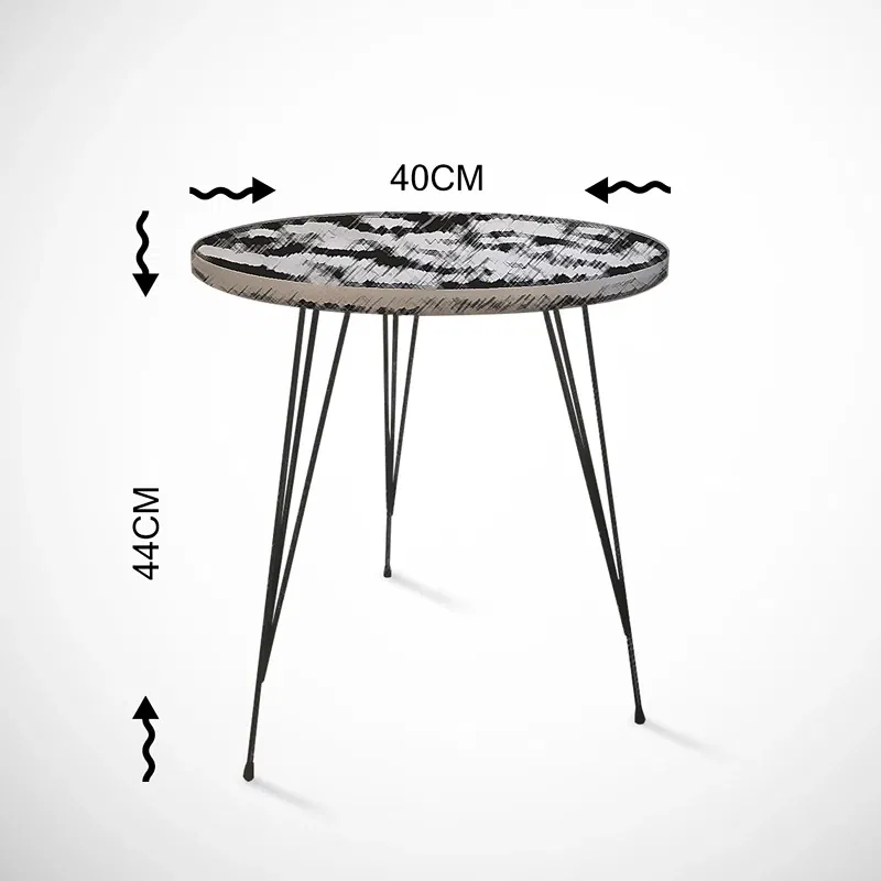 Masuta Sandalf, negru-alb, 40 cm, picioare metalice, stil modern [3]