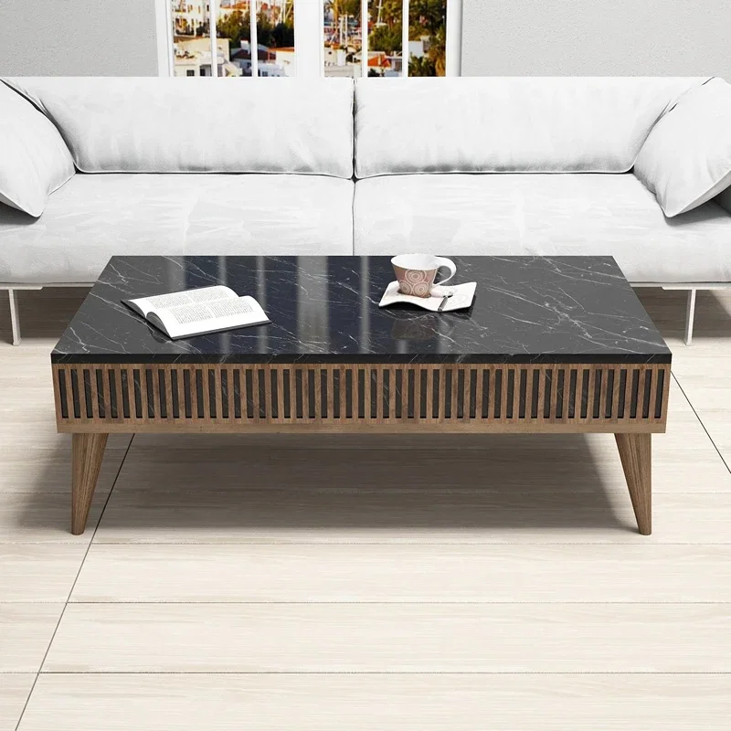 Milan - Walnut, BlackMasuta de cafea Milan, design modern, finisaj nuc si blat negru, 105 cm [0]