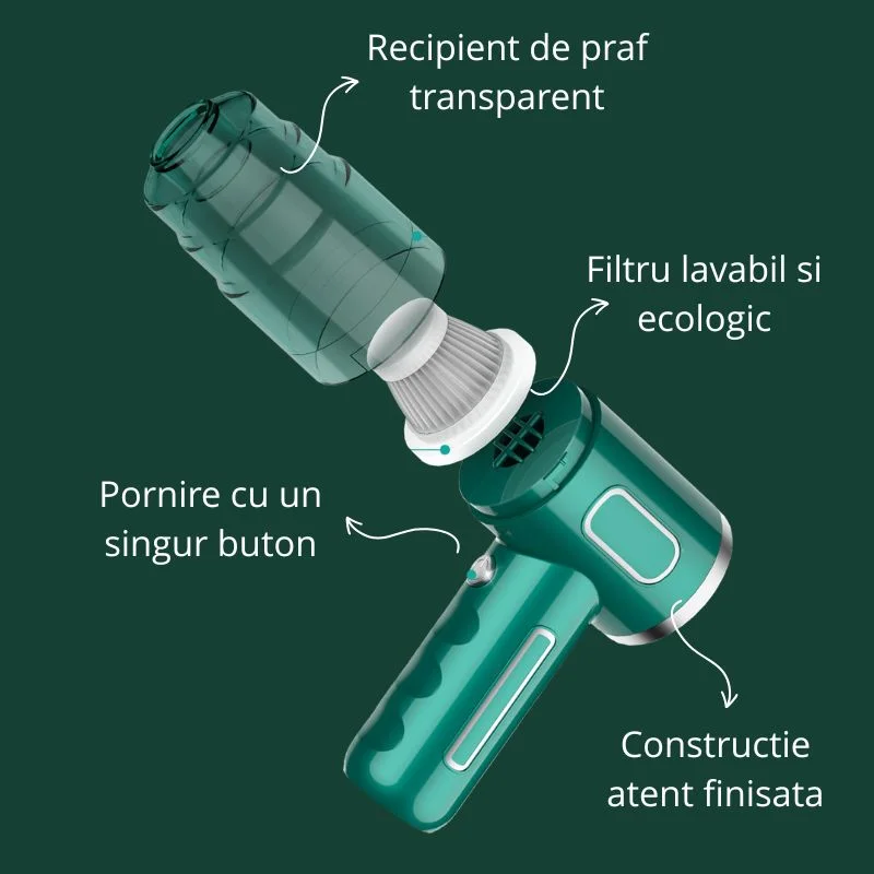 Mini aspirator auto portabil 45W [6]