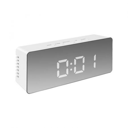 Mini ceas desteptator LED cu termometru si oglinda, dreptunghiular [3]